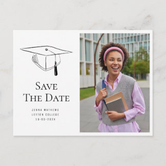 Simple photo graduation photo save the date postcard