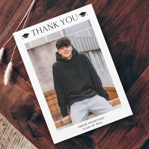 Simple Photo Graduation  Thank You Card