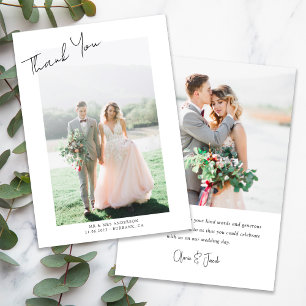 Simple Photo Hand-Lettered Wedding Thank You Card