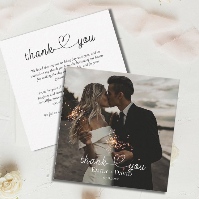  Simple Photo Hand-Lettered Wedding Thank You  Card (Creator Uploaded)