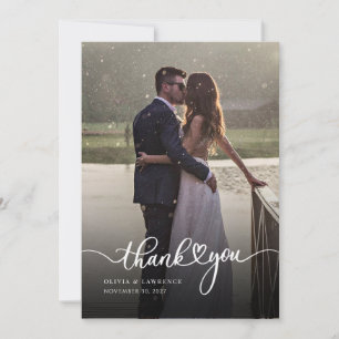 Simple Photo Hand-Lettered Wedding Thank You Card