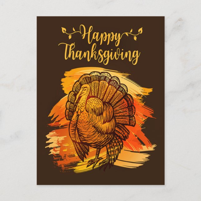 Simple Photo Happy Thanksgiving Turkey Greetings Postcard (Front)