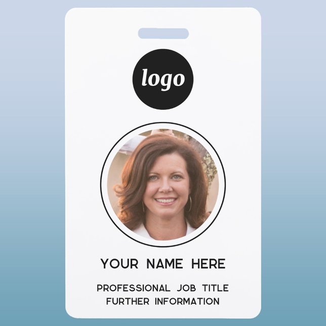 Simple Photo ID Nametag  Badge (Logo photo and custom text business id nametag)