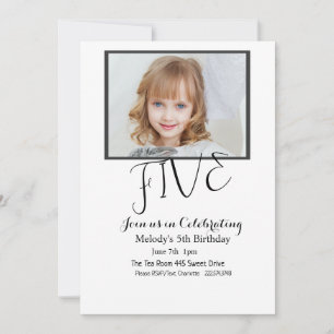 Simple Photo Invitation, 5th Birthday Photo   Invitation