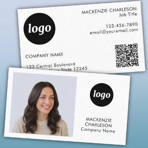 Simple Photo Logo Text QR Code Business Card