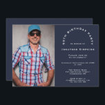 Simple Photo Man 50th Birthday Party Navy Blue Invitation<br><div class="desc">Simple Photo Man 50th Birthday Party Navy Blue. A fully customisable design, simply replace the sample photo with your own and personalise the text to your details. You can also change the navy blue background on both sides and text colour and style if you wish via the Customise Further option....</div>