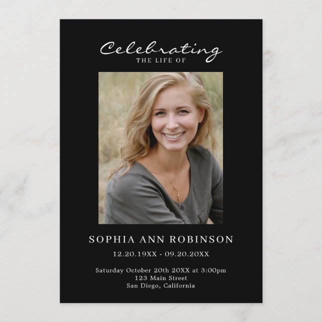 Simple Photo Memorial Order Of Service Black Programme (Front)