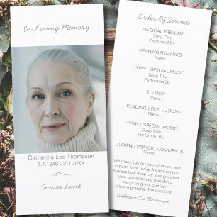 Simple Photo Memorial Order Of Service Program Programme