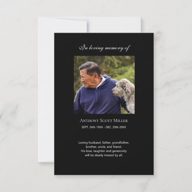 Simple photo memorial prayer card (Front)