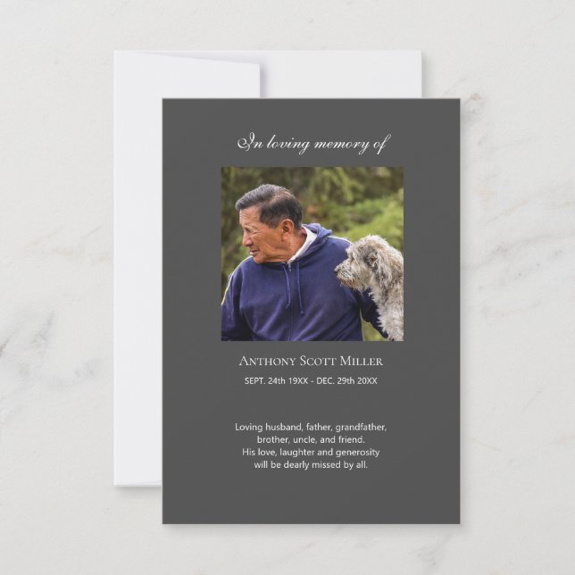 Simple photo memorial prayer card (Front)