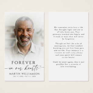Simple Photo Memorial Sympathy Funeral Prayer Card