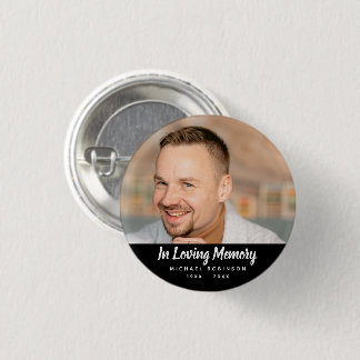 Simple Photo Memorial Tribute Funeral Keepsake 3 Cm Round Badge