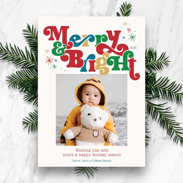 Simple Photo Merry & Bright  Holiday Card (Creator Uploaded)