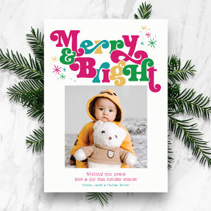 Simple Photo Merry & Bright  Holiday Card