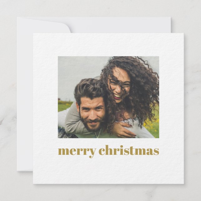 Simple Photo Merry Christmas Flat Card (Front)