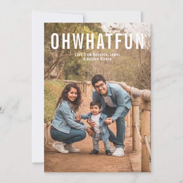 Simple Photo Merry Christmas Oh What Fun Holiday Card (Front)