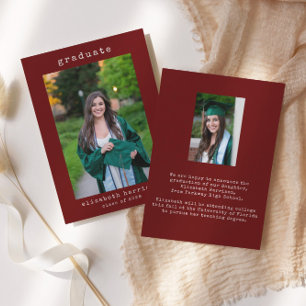 Simple Photo Minimalist Graduation Announcement