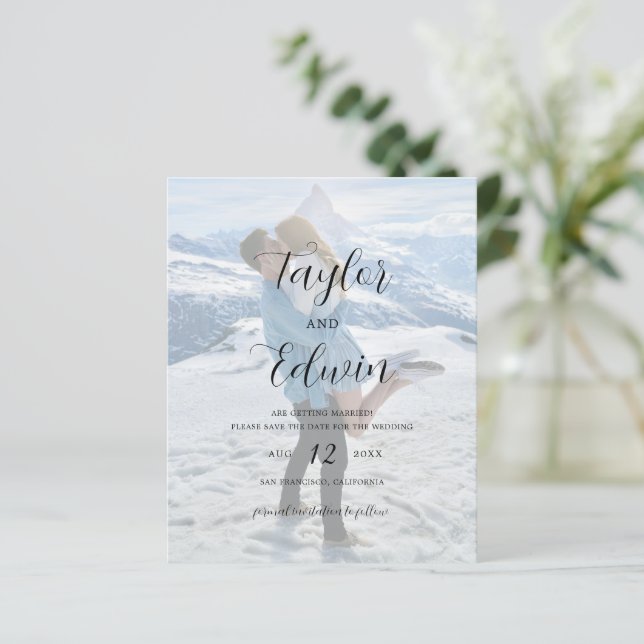 Simple Photo Modern Budget Wedding Save The Date (Standing Front)