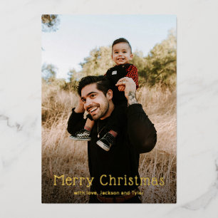 Simple Photo Modern Christmas Foil Holiday Card