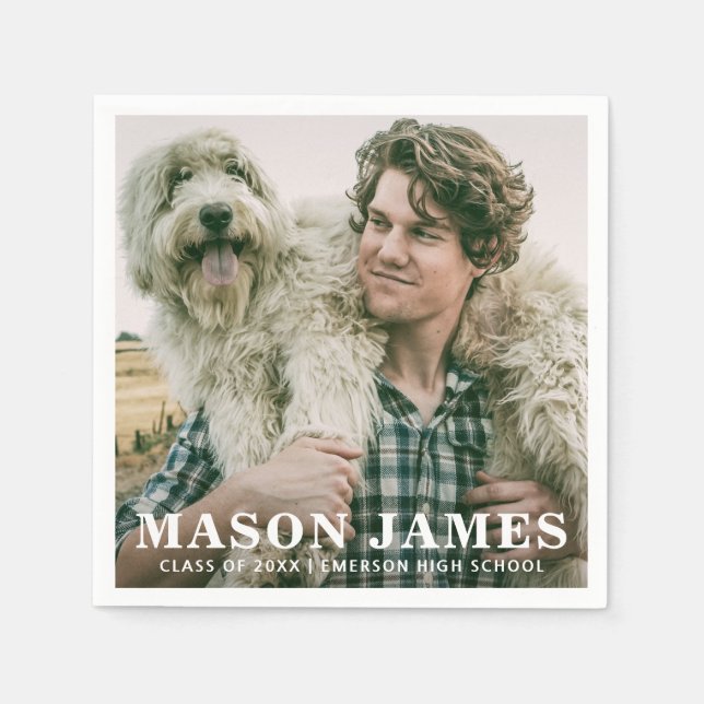 Simple Photo Modern Graduation Napkin (Front)