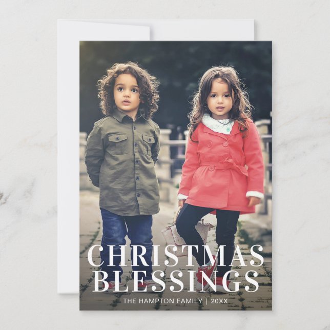 Simple Photo Modern Religious Christmas Holiday Card (Front)