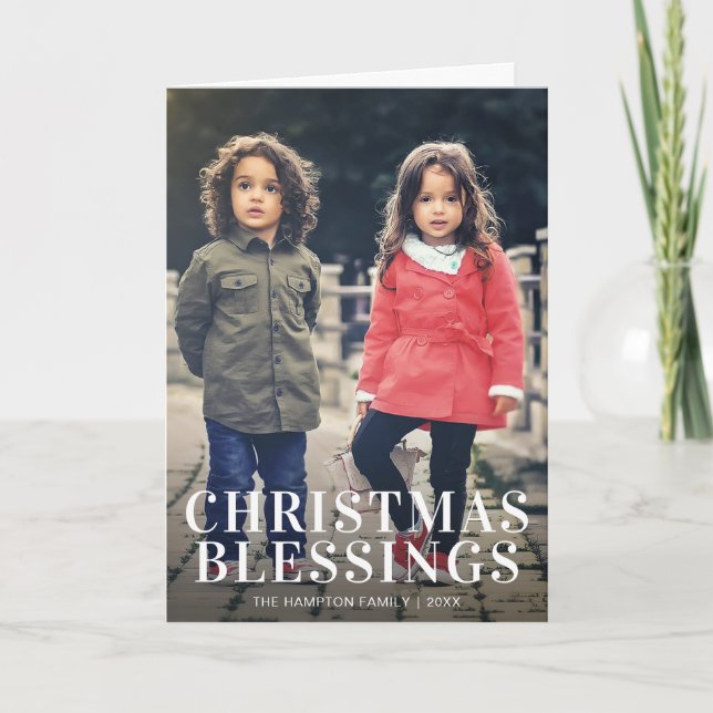 Simple Photo Modern Religious Christmas Holiday Card (Front)