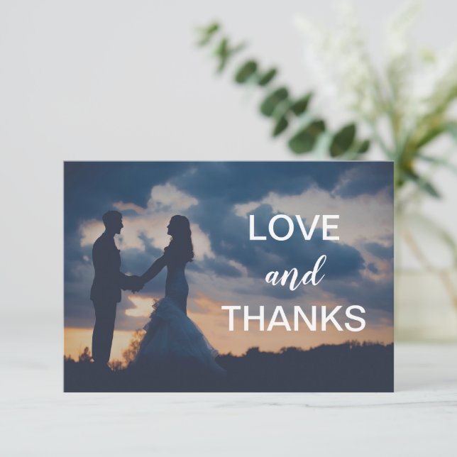 Simple Photo Modern Wedding Thank You Card (Standing Front)