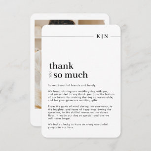 Simple Photo Monogram Rounded Wedding  Thank You Card