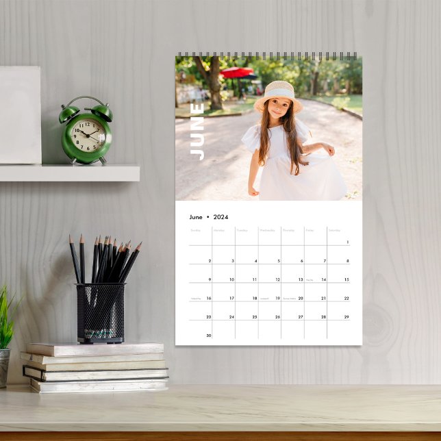 Simple Photo Months Cool Minimalist Typography Calendar (Simple minimalist full bleed photo calendar)