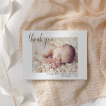 Simple Photo New Baby Thank You Birth Announcement<br><div class="desc">Thank all your family and friends with this elegant script photo thank you birth announcement.  Customise text on the front and back with your own choice of wording.  Add photos to the front and back to create a truly unique new baby announcement.</div>