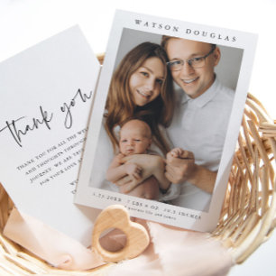 Simple Photo Newborn Baby Birth  Thank You Card