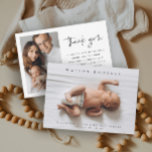 Simple Photo Newborn Baby Photo Birth Thank You Card<br><div class="desc">Simple Photo Newborn Baby Photo Birth Announcement thank you card with minimal typography and photo on the front. The back has a second photo and thank you message from the family. Click the edit/personalise button to customise this design.</div>
