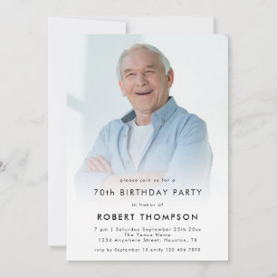 Simple Photo Overlay 70th Birthday Party Invitation