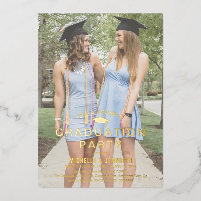 Simple Photo Overlay Double Graduation Gold (Front)