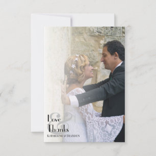 Simple Photo Overlay Modern Typography Wedding Thank You Card