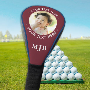 Simple Photo Personalised 3 Initial Monogram Golf Head Cover