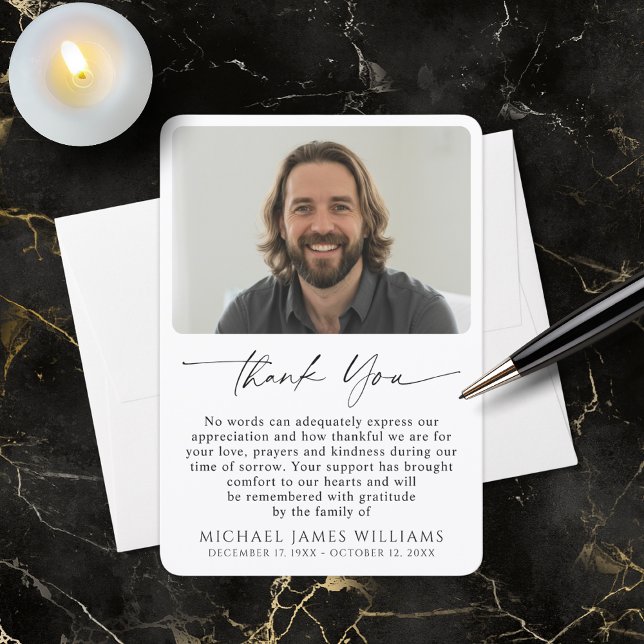 Simple Photo Personalized Message Funeral Thank You Card (Creator Uploaded)