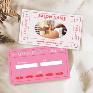 Simple Photo Pink Hair Stylist Appointment Card