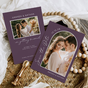 Simple Photo Purple Elegant Wedding  Save The Date