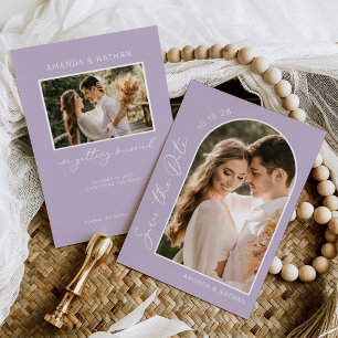 Simple Photo Purple Lavender Elegant Wedding Save The Date
