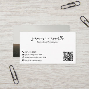 Simple Photo QR Code Elegant Modern Business Card