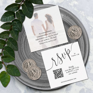 Simple Photo QR Code Wedding Enclosure Card