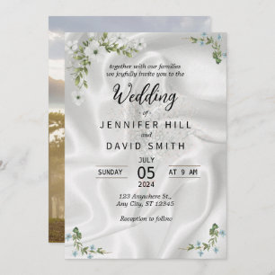 Simple Photo, Satin background Wedding Invitation