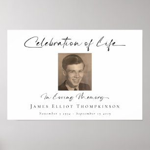 Simple Photo Script Celebration of Life Funeral Poster