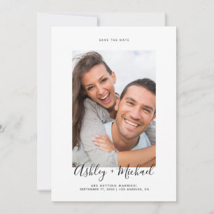 Simple Photo Script Marble Wedding Save the Date