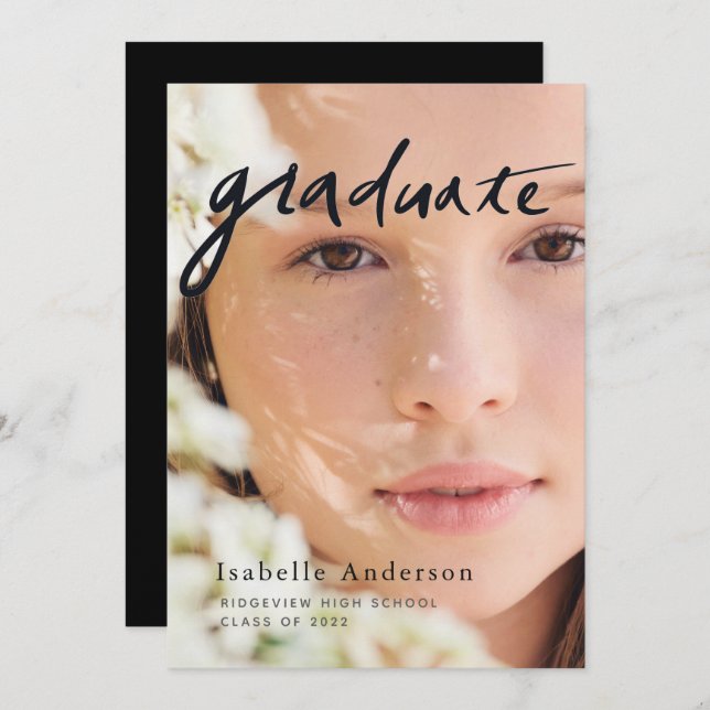 Simple Photo Script Virtual Graduation Invitation (Front/Back)