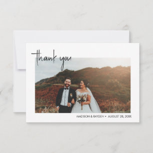 Simple Photo Script Wedding Thank You Card