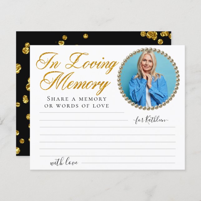 Simple Photo Share a Memory Funeral Card (Front/Back)