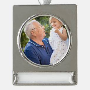 Simple Photo Silver Plated Banner Ornament