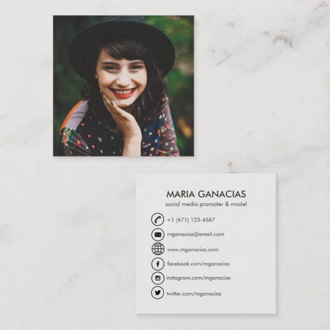 Simple Photo Social Media Business Card (Front/Back)